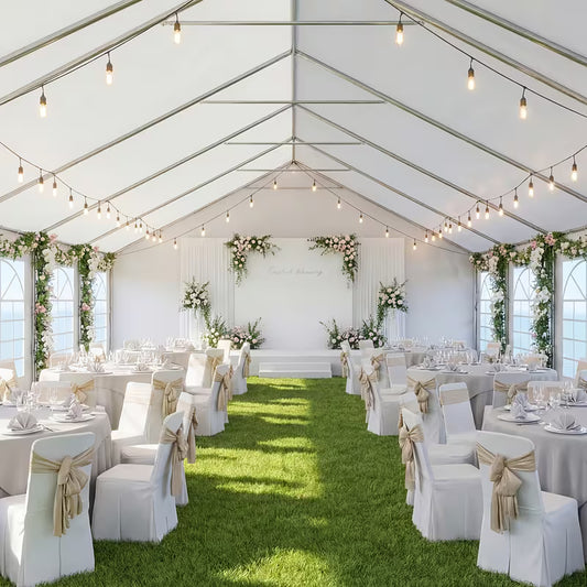 10x5m Luxury Wedding Marquee - White, Aluminium Frame