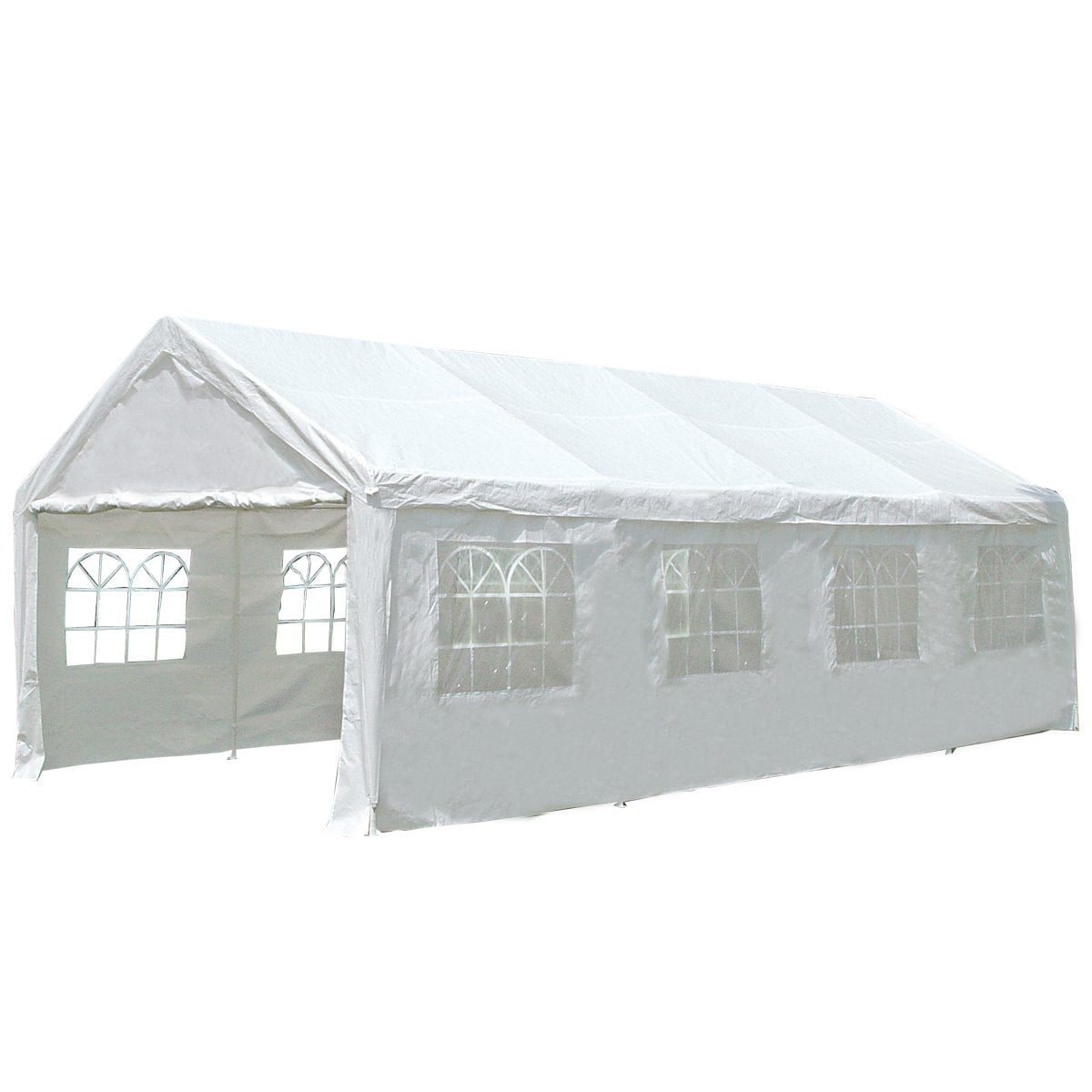 8x4m white wedding and party marquee for sale, 32m2 fully enclosed with cathedral-style windows