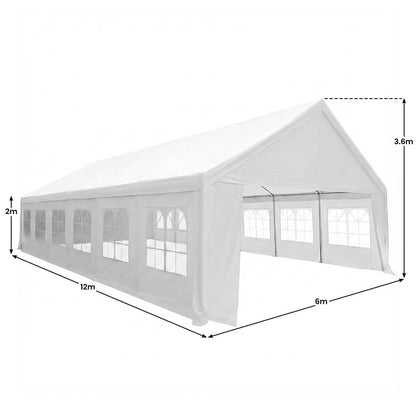 12x6m grand wedding marquee white, side view