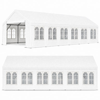 12x7m white grand event marquee, front and side view, 84m2