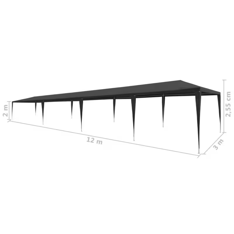 3x12m Event Shelter - Anthracite, Heavy-Duty