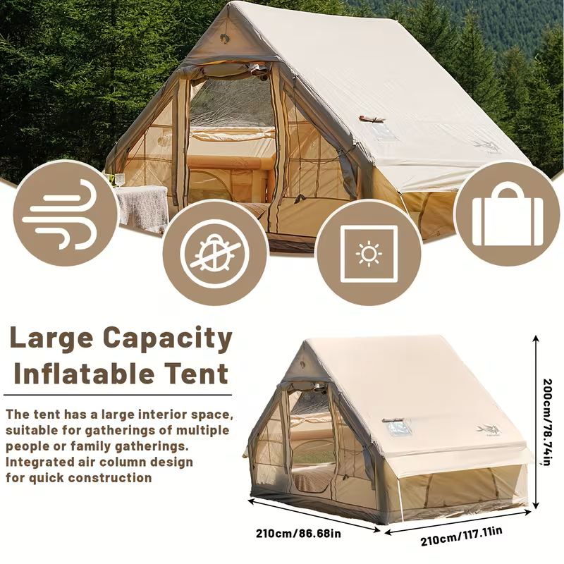 Inflatable Family Tent - Khaki, No Poles