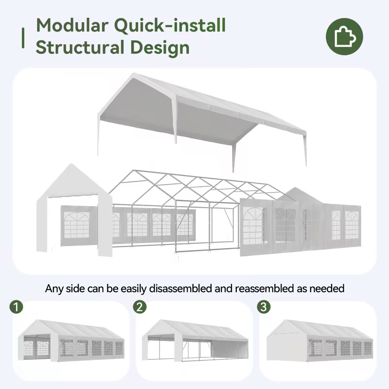 3x9m Wedding & Event Marquee - White, Side Walls